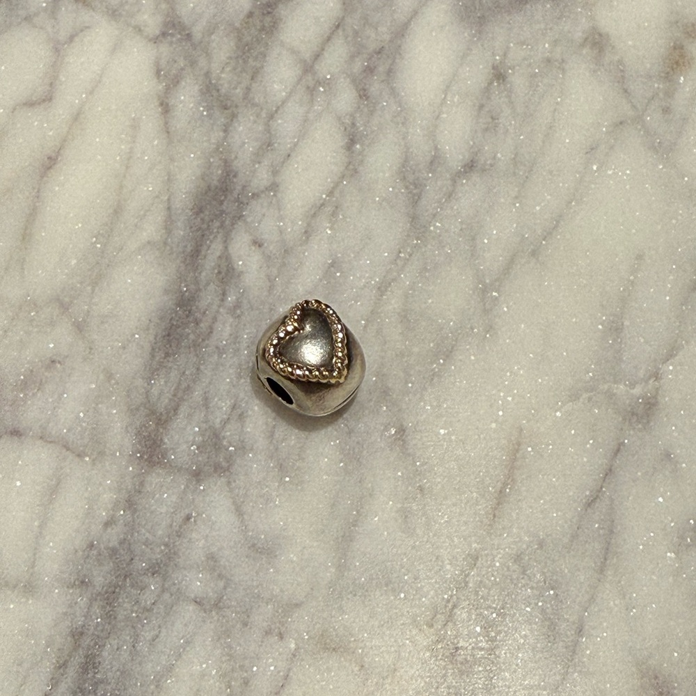 Pandora sterling silver and 14k gold heart clip